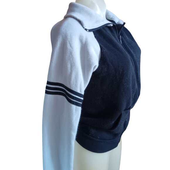 Vintage Women's Track Jacket Small 1980's Striped Nerdcore Acrylic Zip Knit - Picture 3 of 6